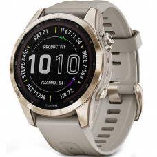 Smart watch Garmin Fenix 7S Sapphire Solar, Light Sand Band, Gold Titanium
